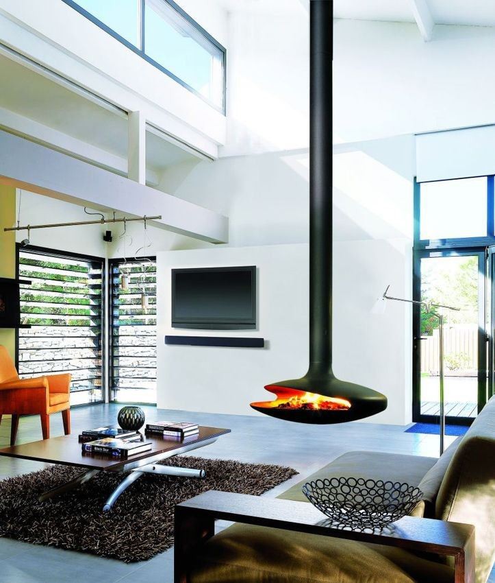 Suspended From A Ceiling Hanging Fireplaces
