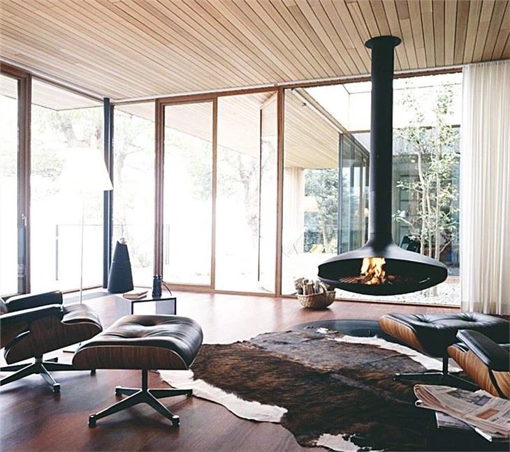 Suspended From A Ceiling Hanging Fireplaces