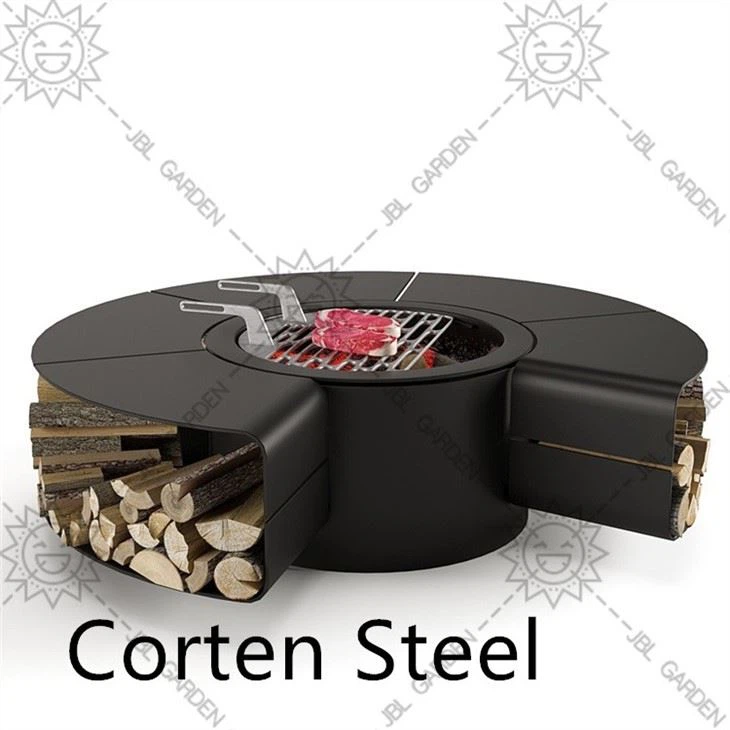 Corten Steel Outdoor Fireplace