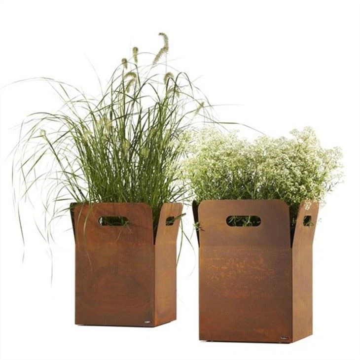 Corten Steel Planter With Trellis