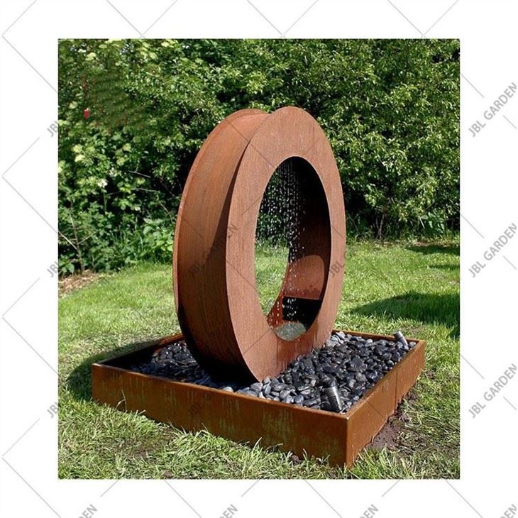 Garden Decorated With Corten Steel Garden Waterfalls