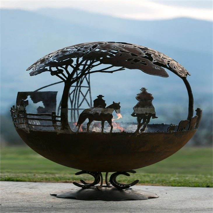 Rust Steel Round Fire Ball