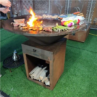 Kċina ta 'barra Corten Steel Fireplace Plancha Grill Smoker BBQ Grill