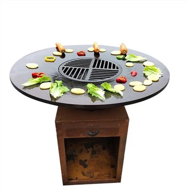 Corten Steel Fireplace Charcoal Grill