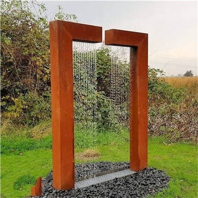 Dekorazzjoni tal-ġnien Corten Steel Waterfall