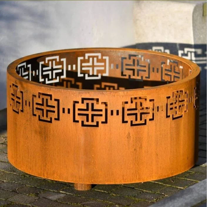 Corten Fire Pit With Glass