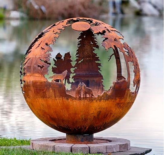 Corten Firepit Sphere