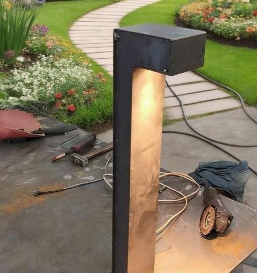 L-shaped Corten Steel Garden Light factory