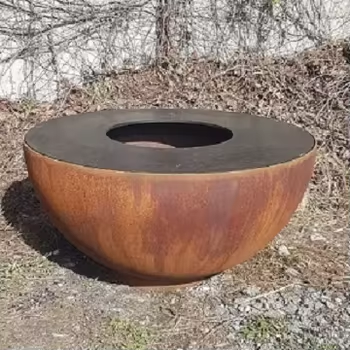 Round Tabletop Corten Steel Grill Fosos tan-nar