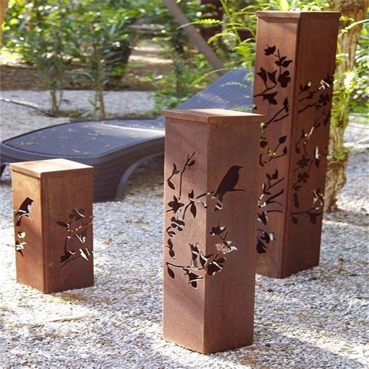 Rusted Metal Lamp For Backyard