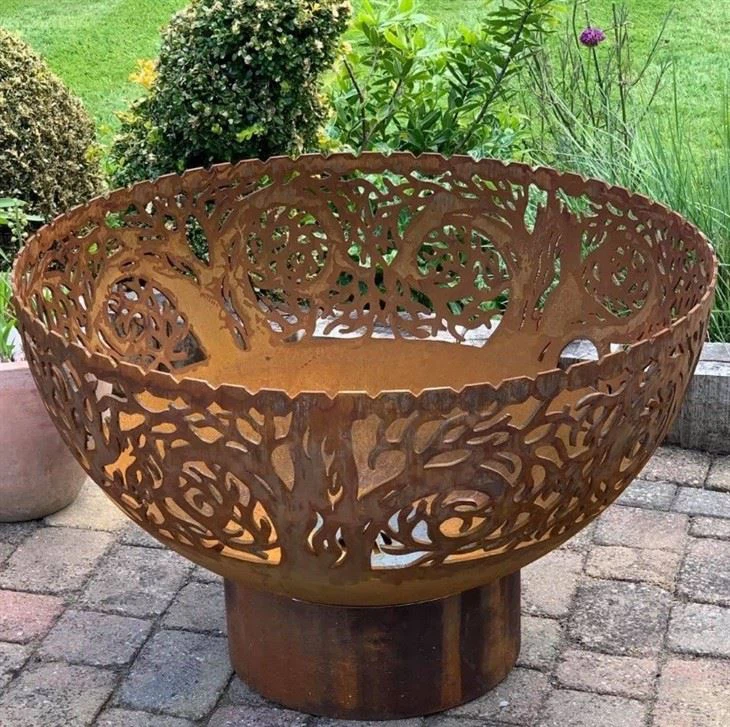 Rusty Spherical Fire Pit Of Corten Steel