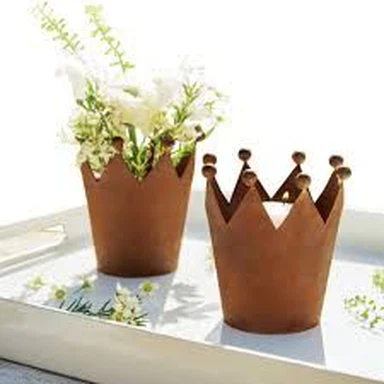 Flowerpot taċ-ċilindru tal-metall għal dekorazzjoni