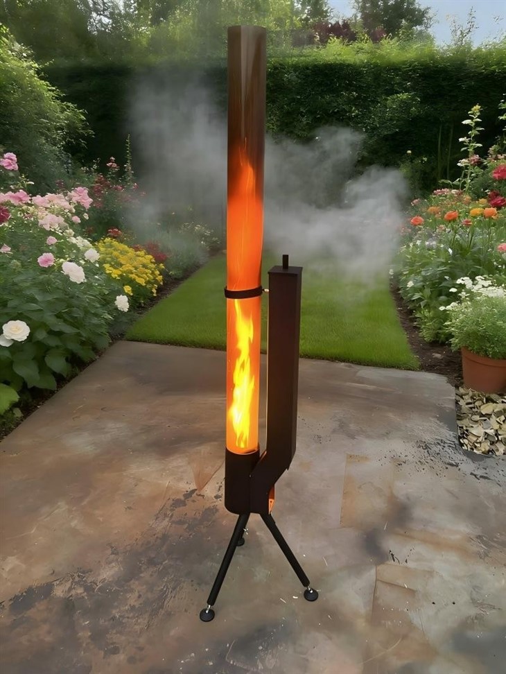 Wood Pellet Fired Patio Heater With Glass Flame Tube factory